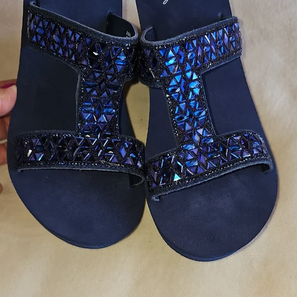 Yellow Box Navy Wedges with Shimmer Accents - Picture 6 of 11